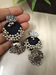 Eva Black Fabric Earrings