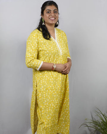 Padma Yellow Cotton Coord Set
