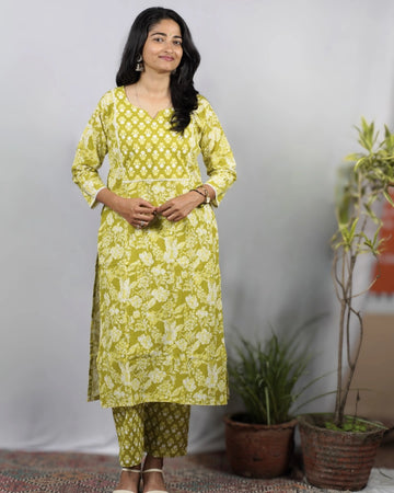 Dhani Green Cotton Coord Set