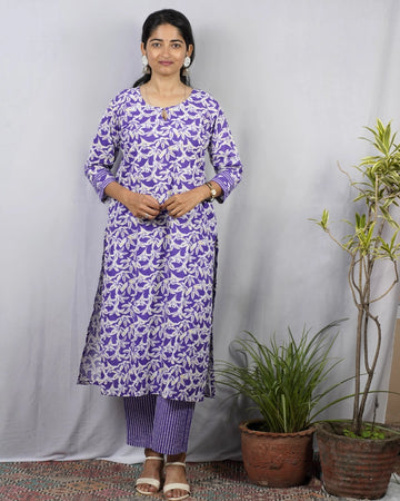 Veda Purple Cotton Coord Set