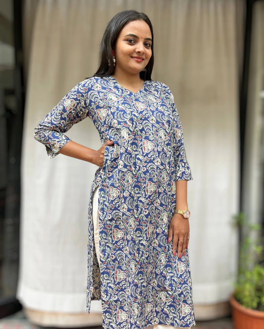 Gayatri Blue Cotton Straight Kurta