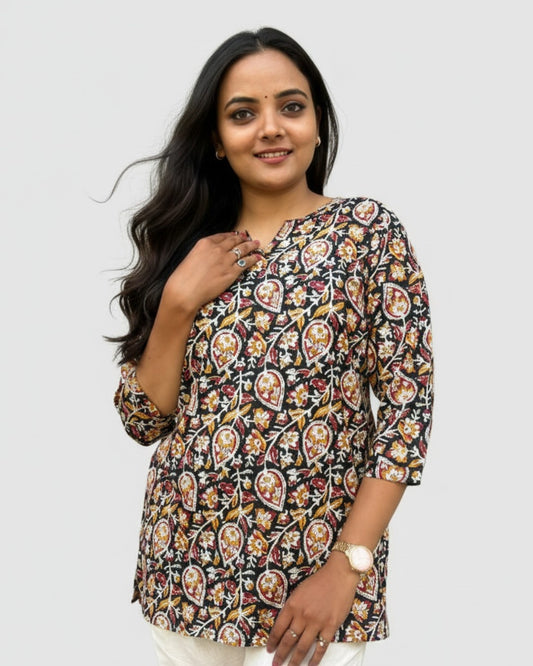 black cotton short top kurti    