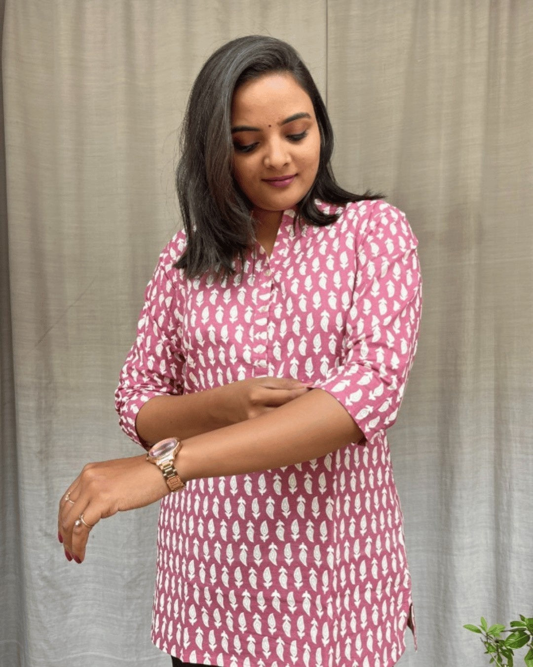 pink cotton short top kurti    