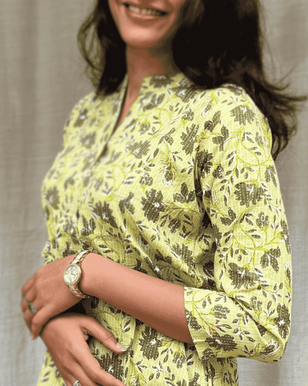 green cotton short top kurti    