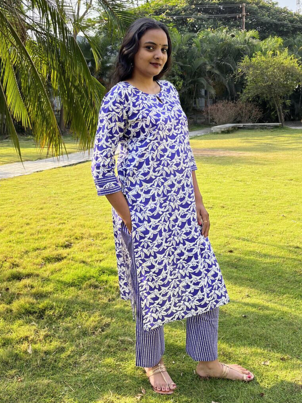Veda Purple Cotton Coord Set