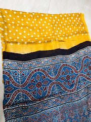 Bandhani Ajrakh Yellow and Blue Modal Silk Dupatta