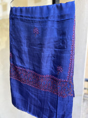 Kashmir Sozni Embroidery Blue Silk Dupatta