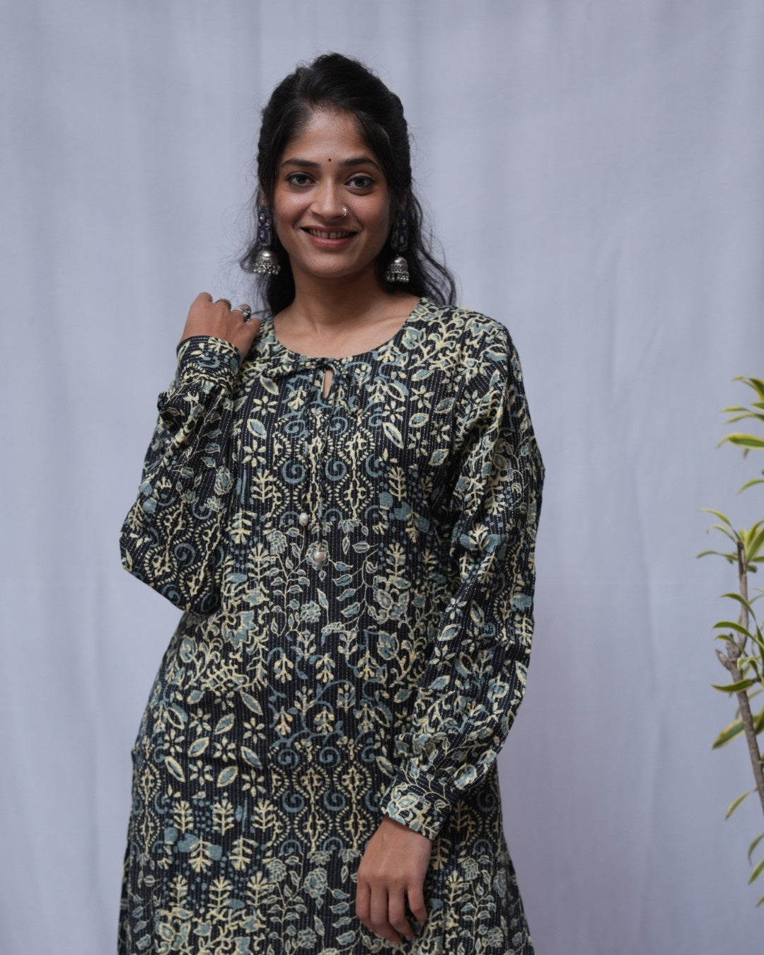 cotton black straight kurta     