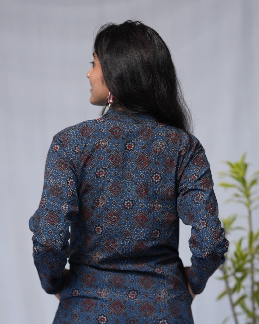 ajrakh cotton blue straight kurta    