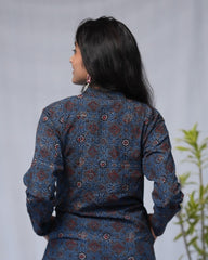 ajrakh cotton blue straight kurta    
