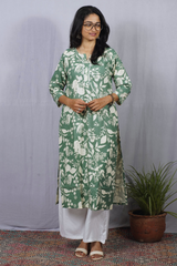 Twisha Green Cotton Straight Kurta elegant ethnic wear for women, available for online shopping