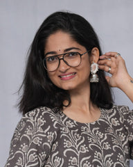 bagru cotton grey aline kurta    