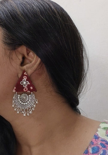 maroon fabric earrings      
