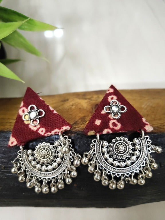 maroon fabric earrings      