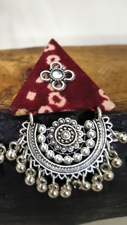 maroon fabric earrings      