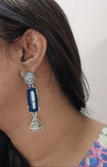 Zara Blue Mirror Work Earrings