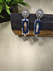 Zara Blue Mirror Work Earrings