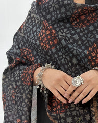 Ajrakh Brown Chanderi Silk Dupatta