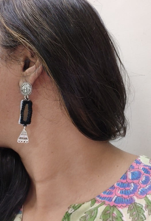 black mirror work earrings     