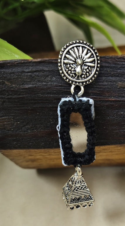 black mirror work earrings     