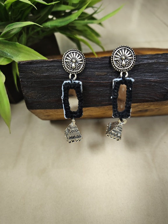 black mirror work earrings     