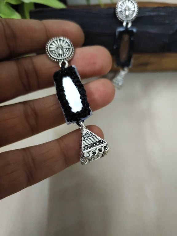 black mirror work earrings     