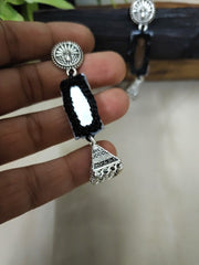 Gia Black Mirror Work Earrings