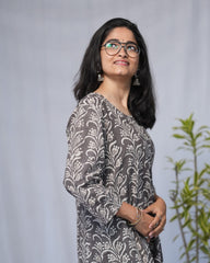 bagru cotton grey aline kurta    