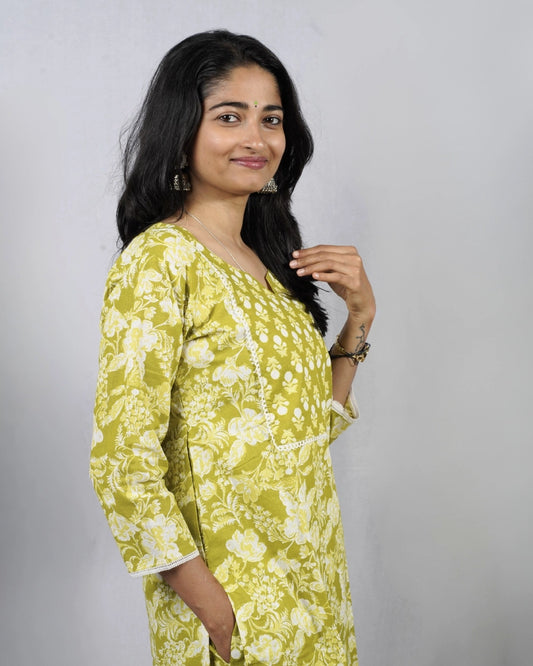Dhani Green Cotton Coord Set