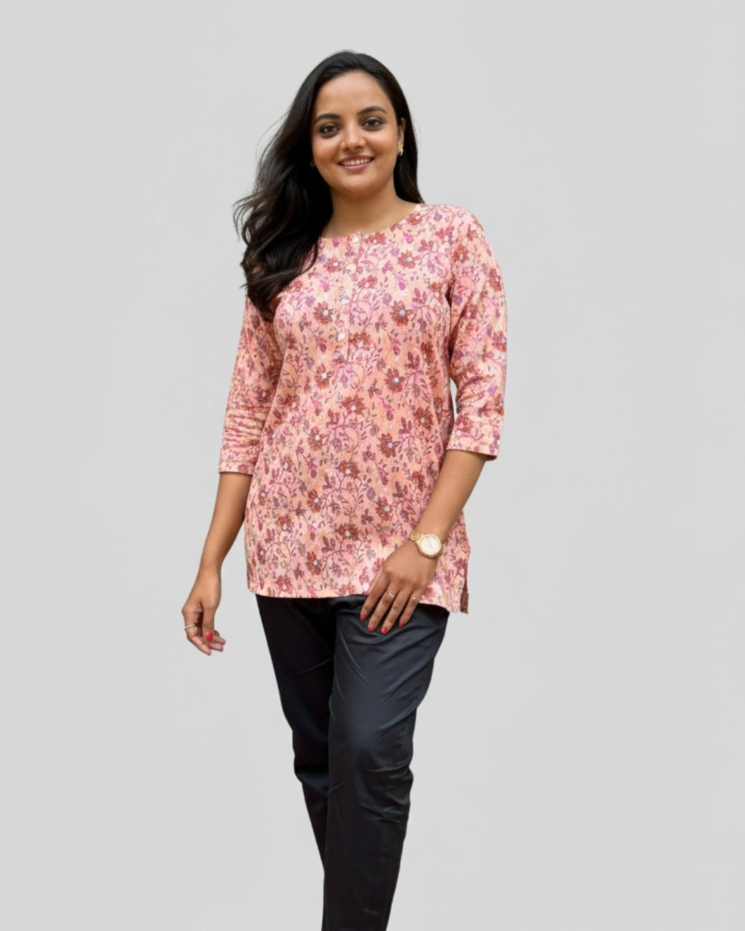 pink cotton short top kurti    