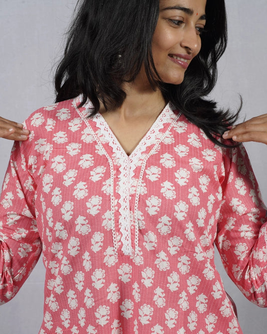 Padma Peach Cotton Coord Set