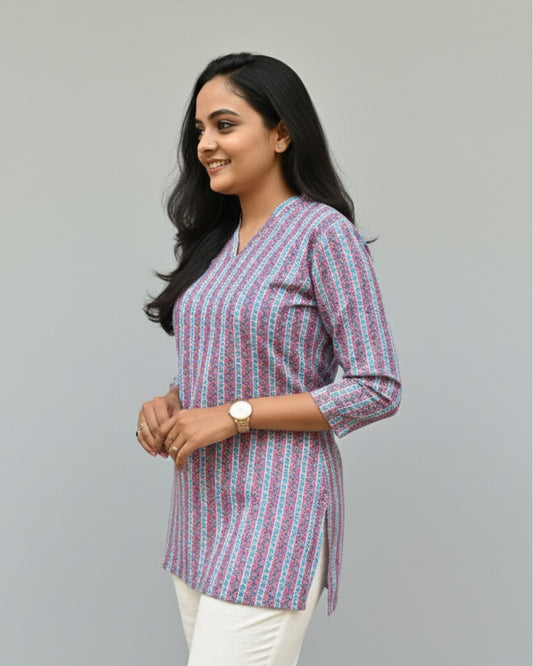 pink cotton short top kurti    