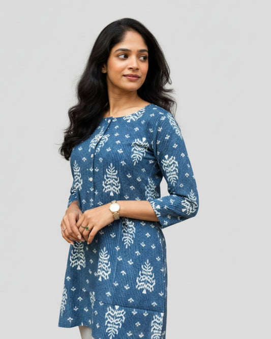 blue cotton short top kurti    