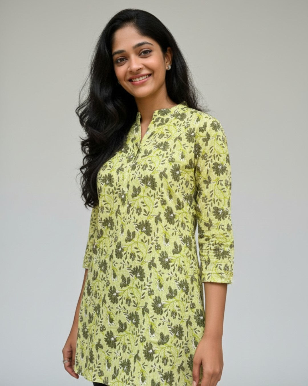 green cotton short top kurti    