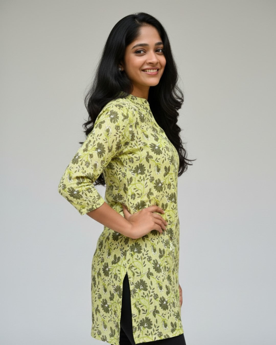 green cotton short top kurti    