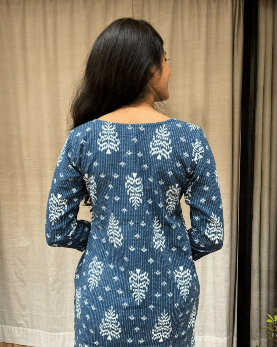 blue cotton short top kurti    