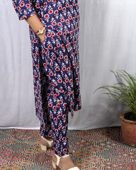 Krina Blue Cotton Coord Set