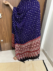 Bandhani Ajrakh Purple Cotton Dupatta