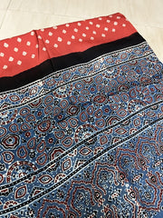 bandhani ajrakh pink and black modal silk dupatta