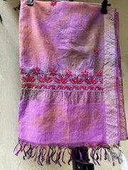 Lucknowi Chikankari Tie-Dye Pink Chanderi Silk Dupatta