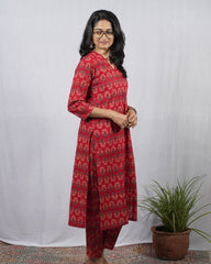 Krina Red Cotton Coord Set
