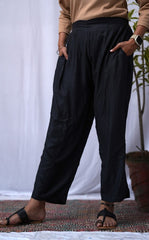 Black Rayon Narrow Palazzo