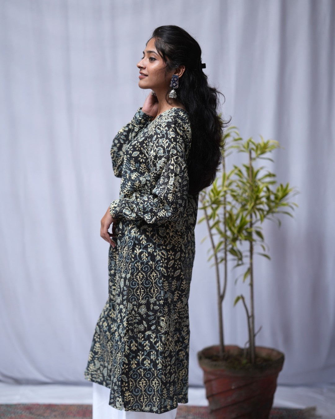 cotton black straight kurta     