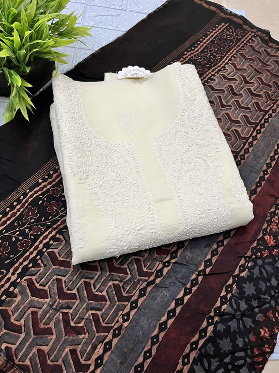 Ajrakh brown chanderi silk dupatta     