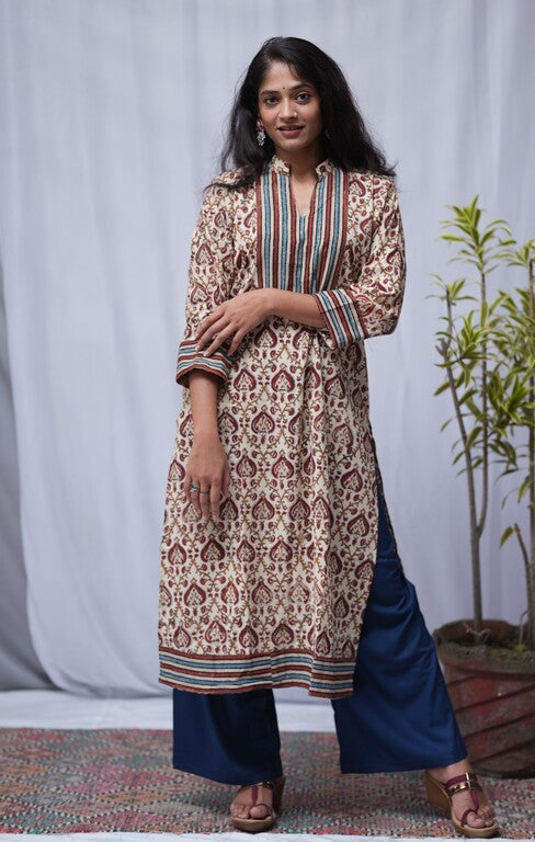 Saanvi Bagru Cotton Straight Kurta