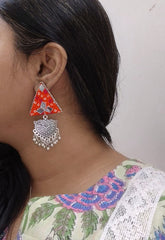 Emma Orange Fabric Earrings