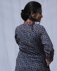 Dipa Ajrakh Cotton Blue Straight Kurta