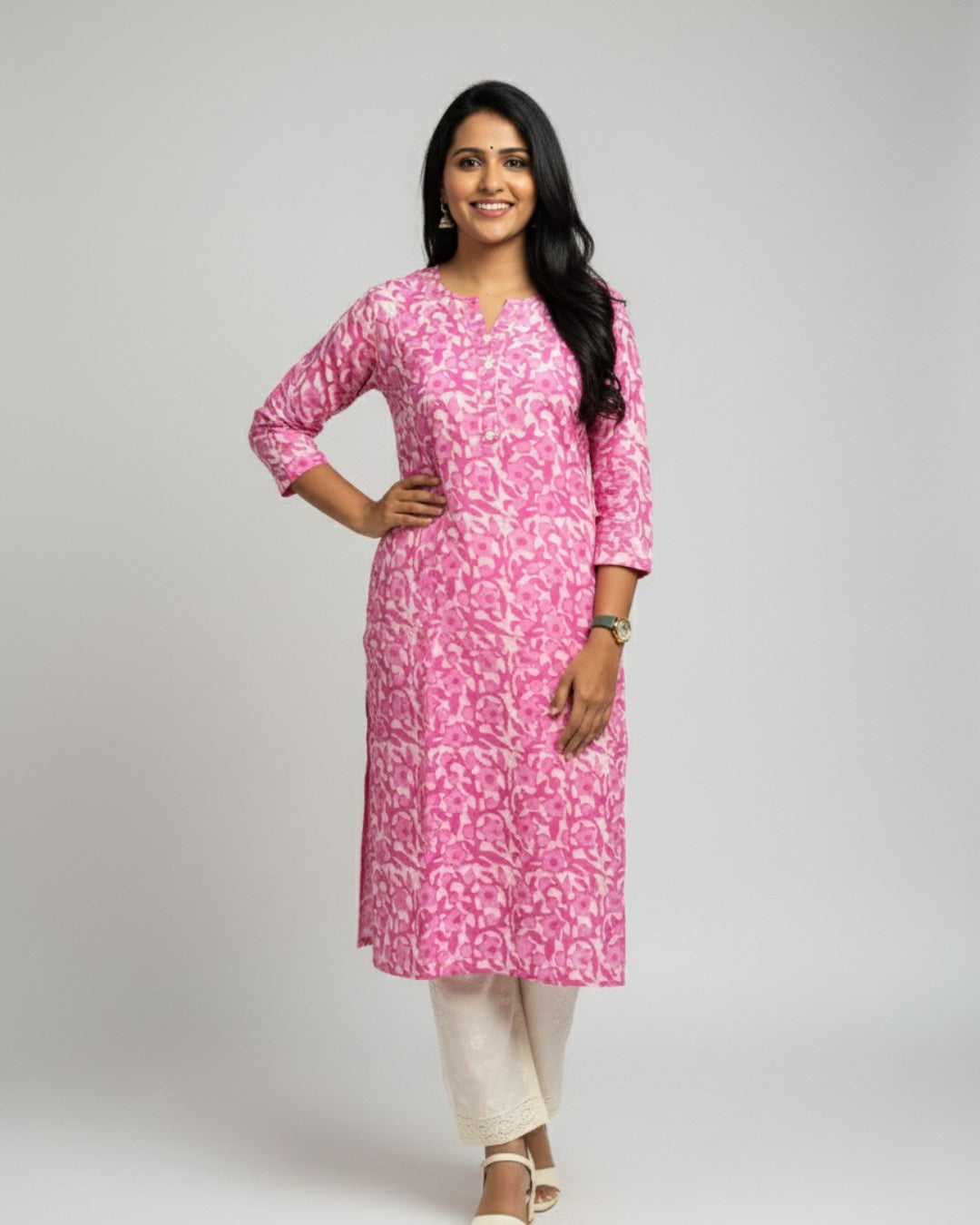 pink cotton straight kurta     