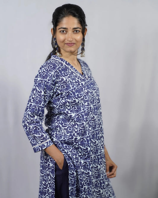 Isha Blue Cotton Coord Set
