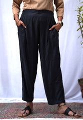 Black Rayon Narrow Palazzo
